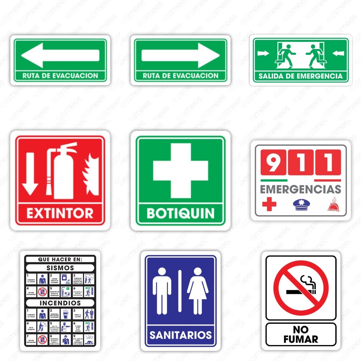 Señalamientos Protección Civil 9 Piezas Letrero Seguridad Meses sin intereses Señalamientos Protección Civil 9 Piezas Letrero Seguridad Meses sin intereses