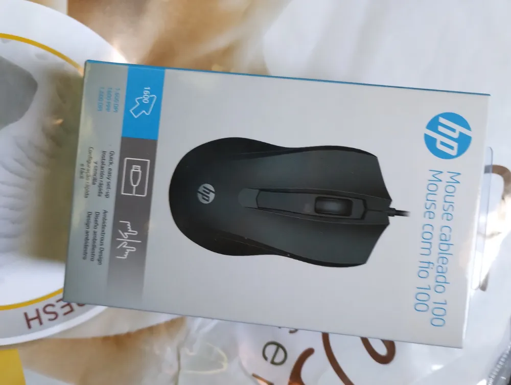 Mouse Com Fio HP 100 USB 1600DPI Cabo 1.5M Preto Classic - Imagem 3