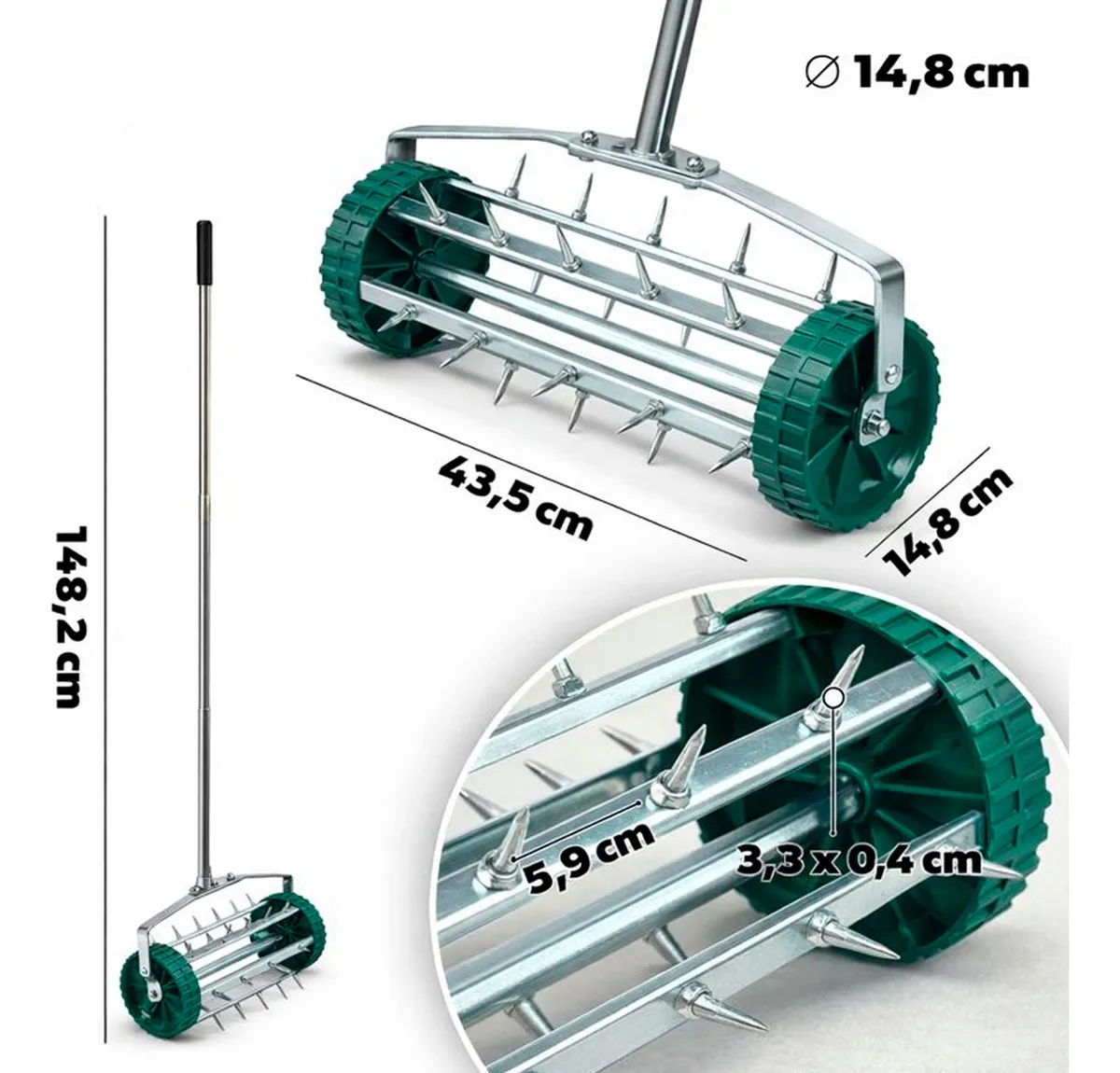 Aerador De Gramado Manual Escarificador Jardim Profissional - Imagem 3