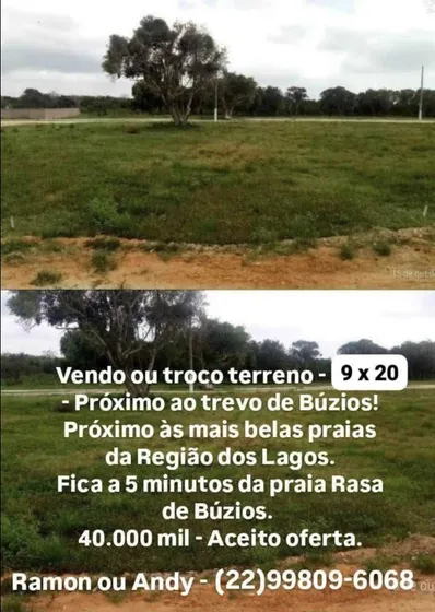 Vendo Terreno  9x20, Próximo Ao Trevo De Búzios / São Pedro 