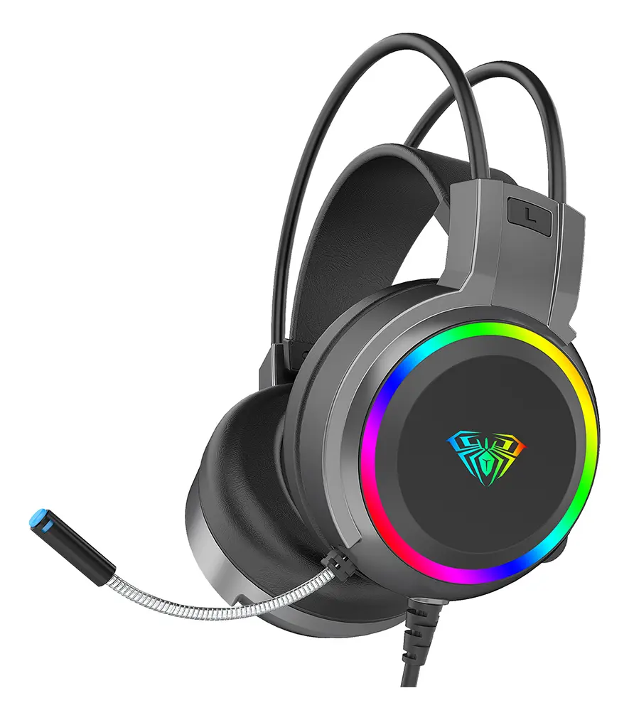Auricular Gamer Aula S608 Negro, Rgb, Conector 3.5mm Negro Negro