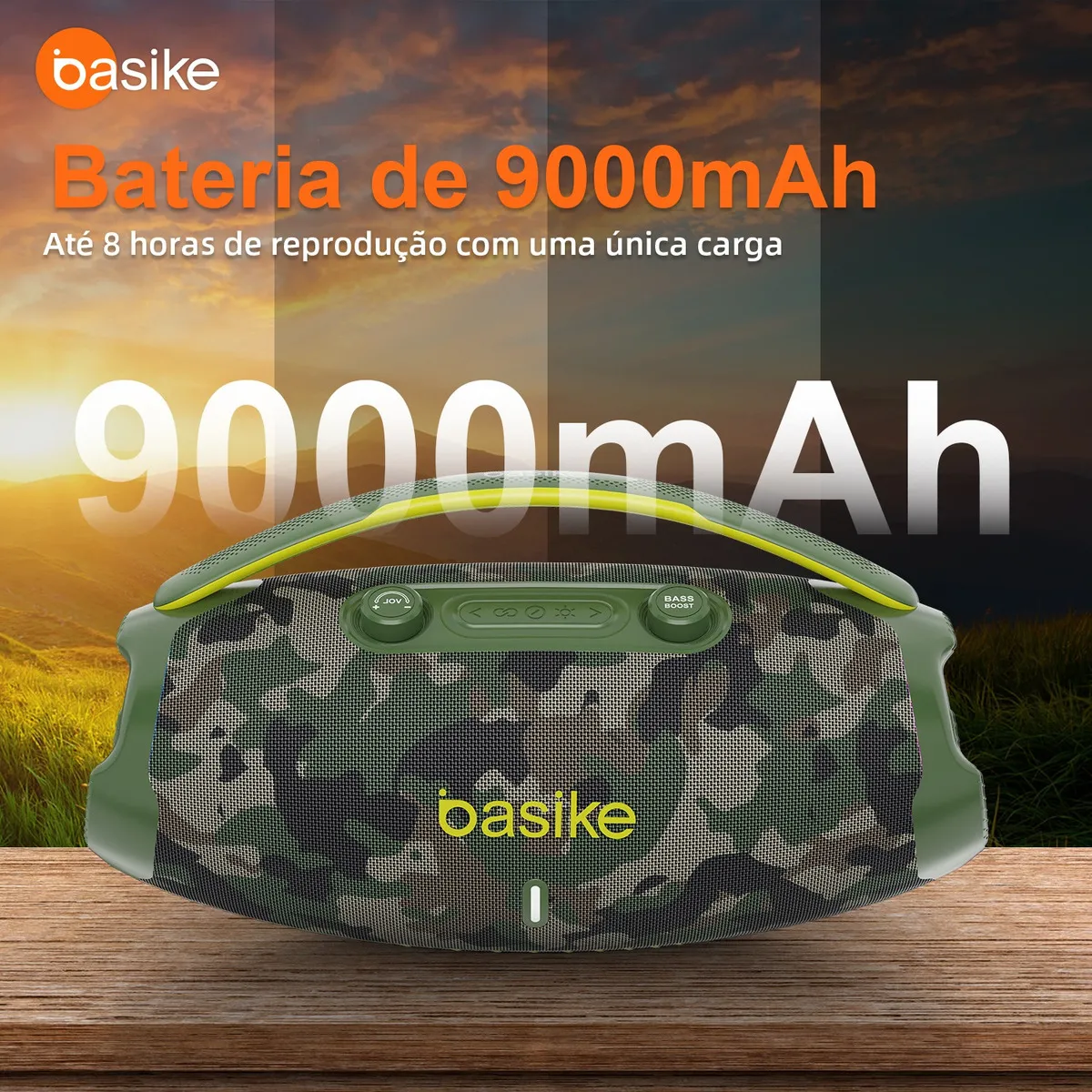 Basike Caixa Som 80w Caixa de som potente Alta Hifi, Ajuste Graves / Agudos botão, Bluetooth 5.3 Luzes Rgb, Com Bass Boost /Tws/função de rádio, Bateria 9000mah 8h, para praia, casa, exterior, viagens - Imagem 3