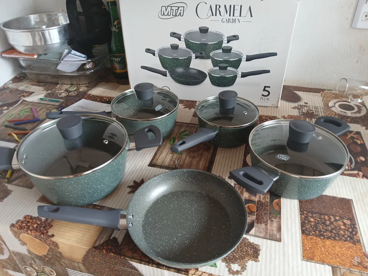 Jogo De Panelas Mta Antiaderente Carmela Garden 5 Pç Verde