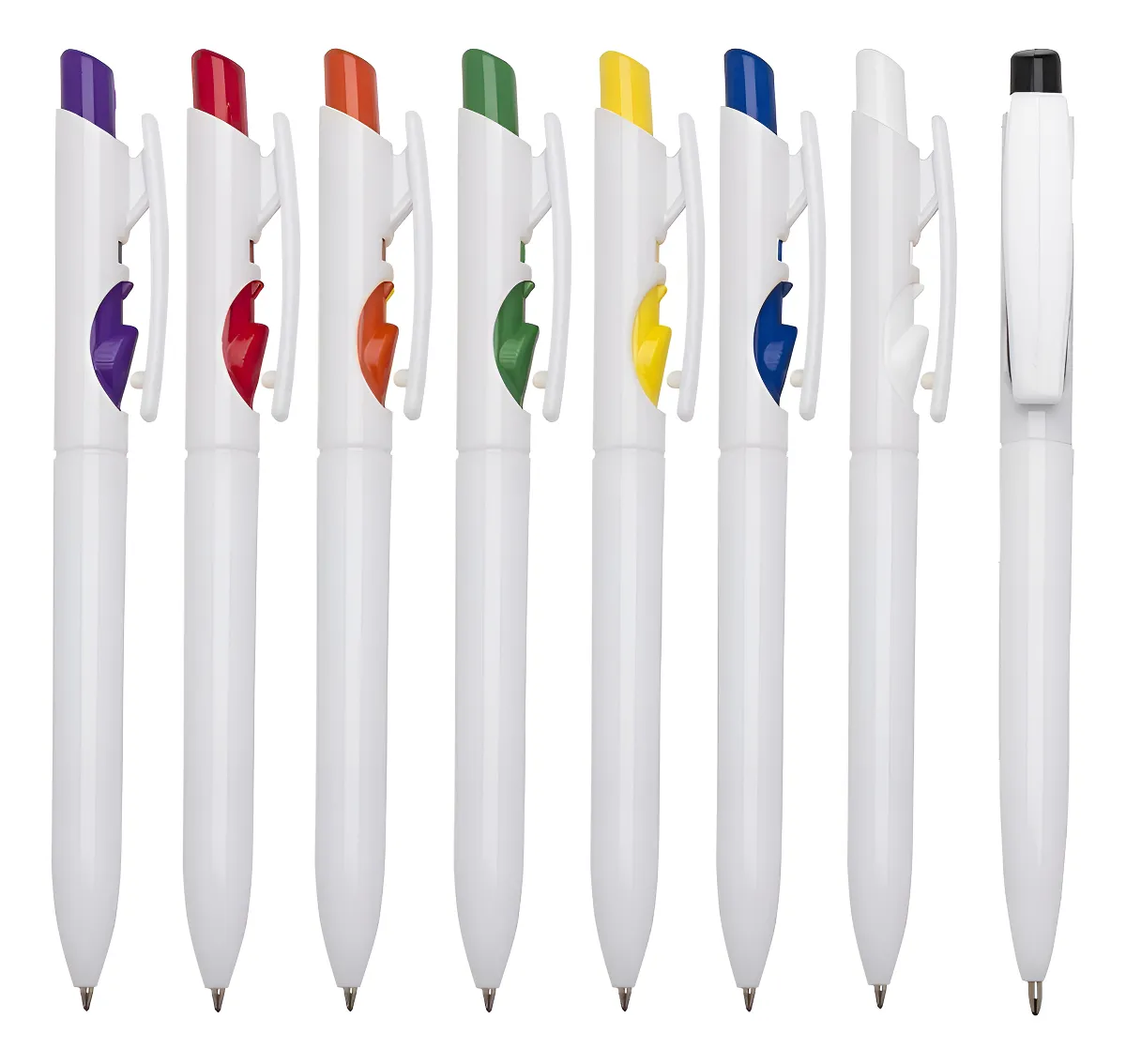 Caneta Personalizada Mod: Quartzo - Sem Gravação Kit 100 Un. Tinta Ciano Exterior Branco Preto