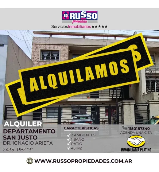 Alquiler Departamento 2 Ambientes San Justo