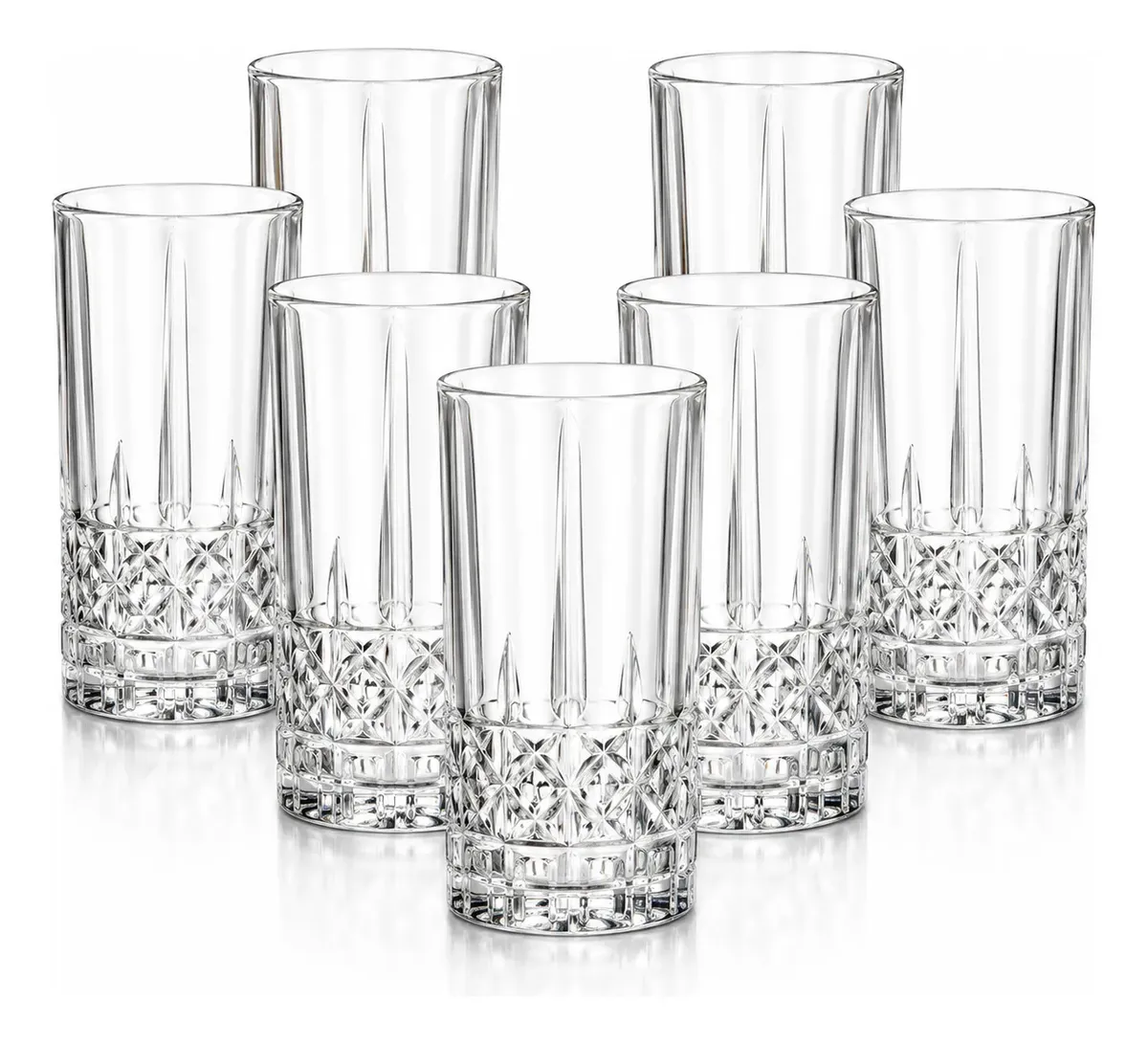 Jogo 6 Copos Altos Importado Lapidado 350ml Luxo Lijita