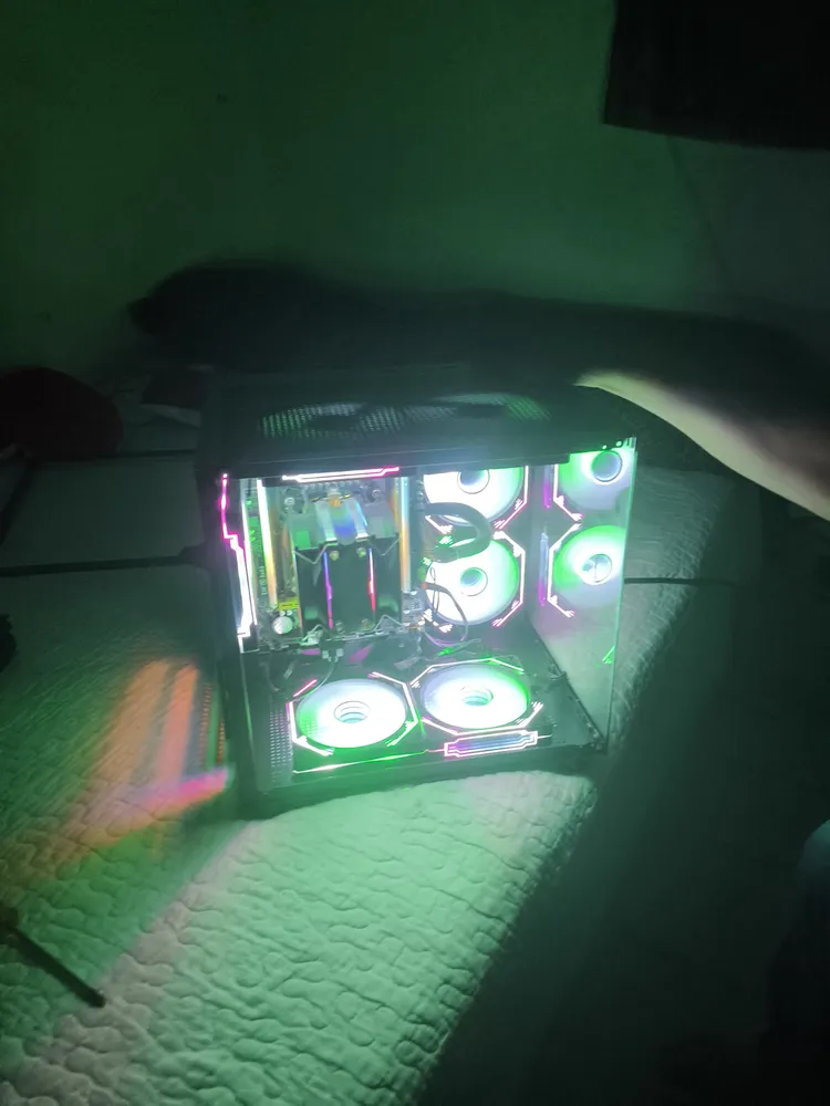 Gabinete Gamer Aquário Com 7 Fans Rgb Micro Mini Atx Preto