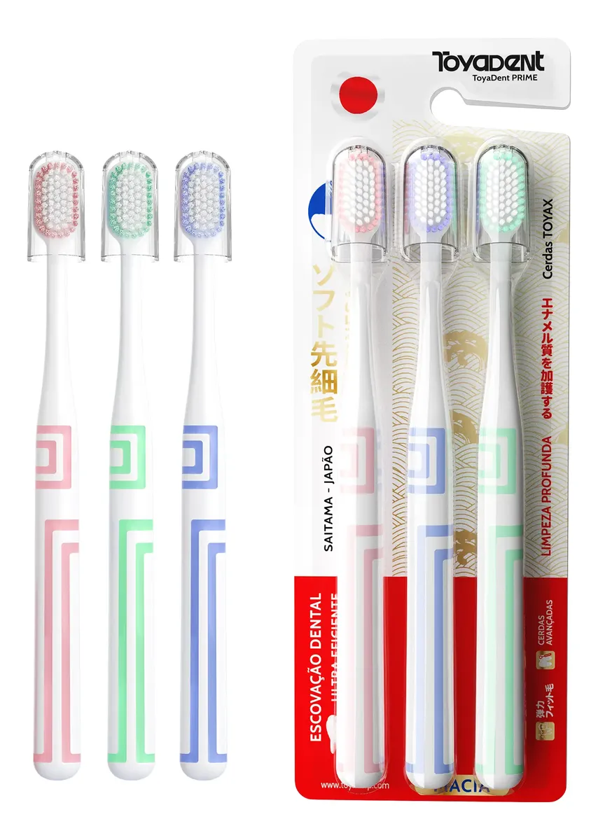 Escova De Dentes Macia Toyadent Prime 3 Peças