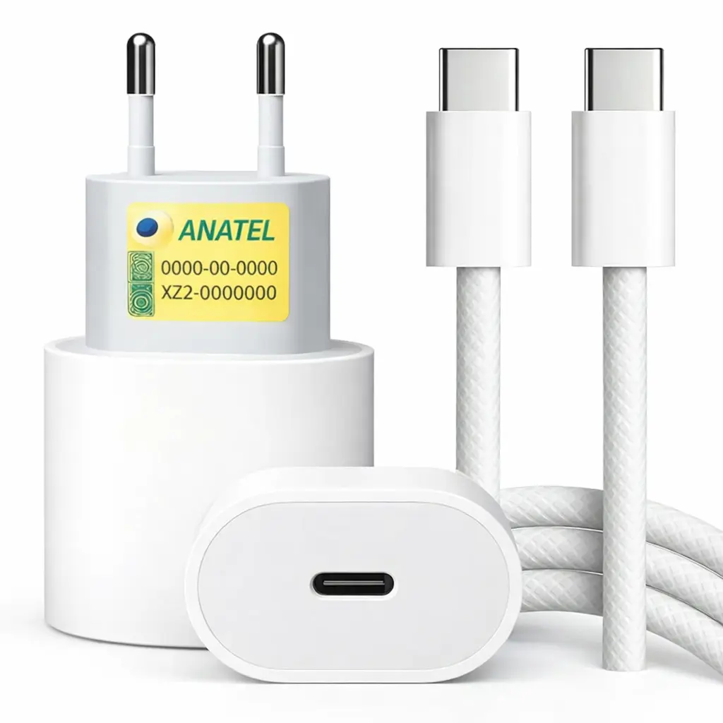 Carregador Turbo Usb-c Com Cabo Tipo C 1 Metro