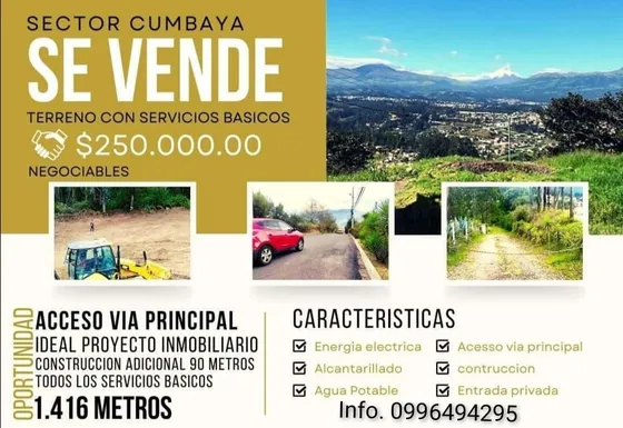 Vendo Terreno Cumbayá 