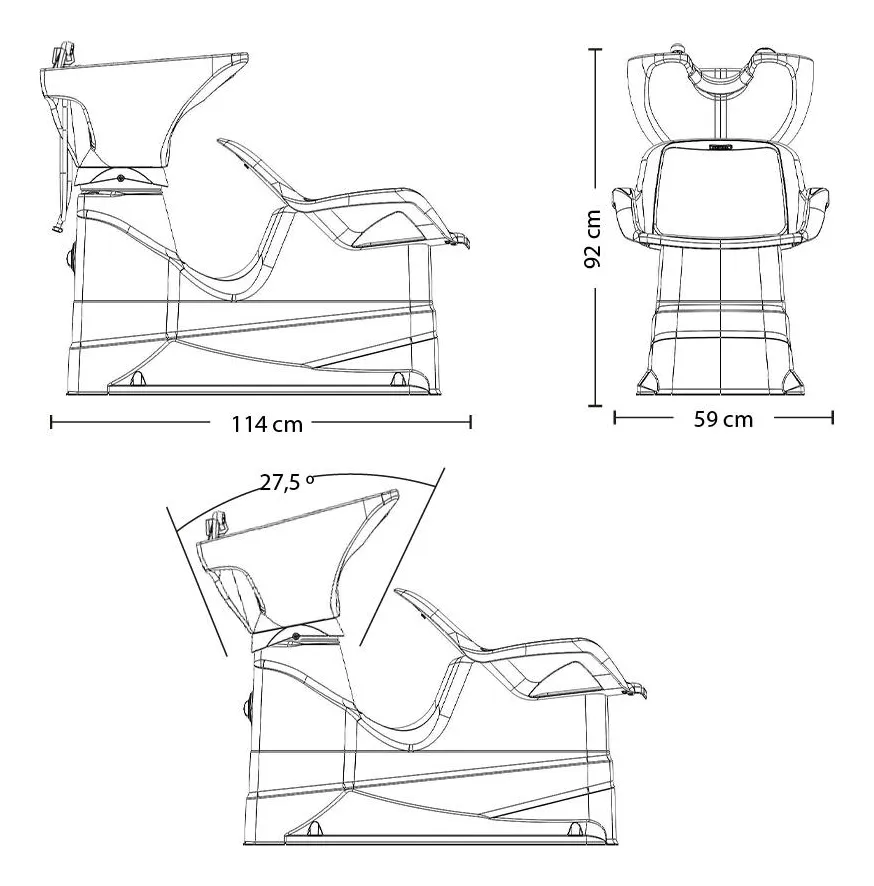 Lavatório De Cabeleireiro Reclinável Com Cuba Dompel Champ - Imagem 3