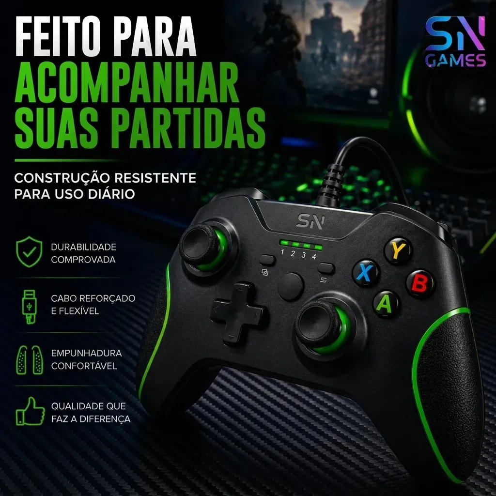 Controle Sngames Com Fio para Xbox One, Series e PC Com Vibração — imagem 3