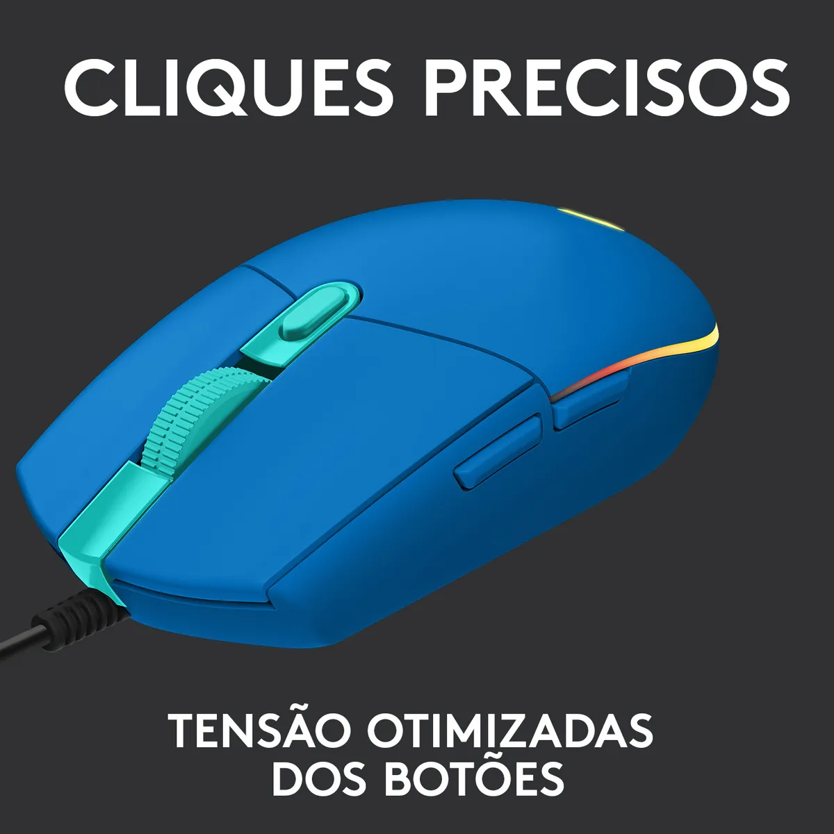 Mouse Gamer Logitech G203 RGB LIGHTSYNC, até 8.000 DPI, Azul - Imagem 4