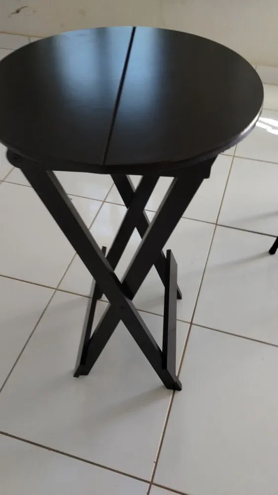 Mesa Bistrô Dobrável 55x99cm Madeira Maciça Tabaco - Mesa Alta Bar Gourmet para Cozinha, Varanda e Área de Lazer - Imagem 4