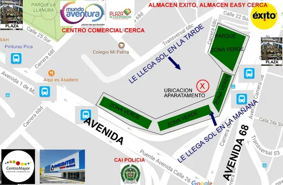 Apartamento En Arriendo, Barrio Milenta Ii, Cerca A Plaza De Las Americas,  De 3 Alcobas, 2 Baños, Sala Y Comedor, Cocina Integral + Cuarto De Ropas, Parqueadero Comunal.