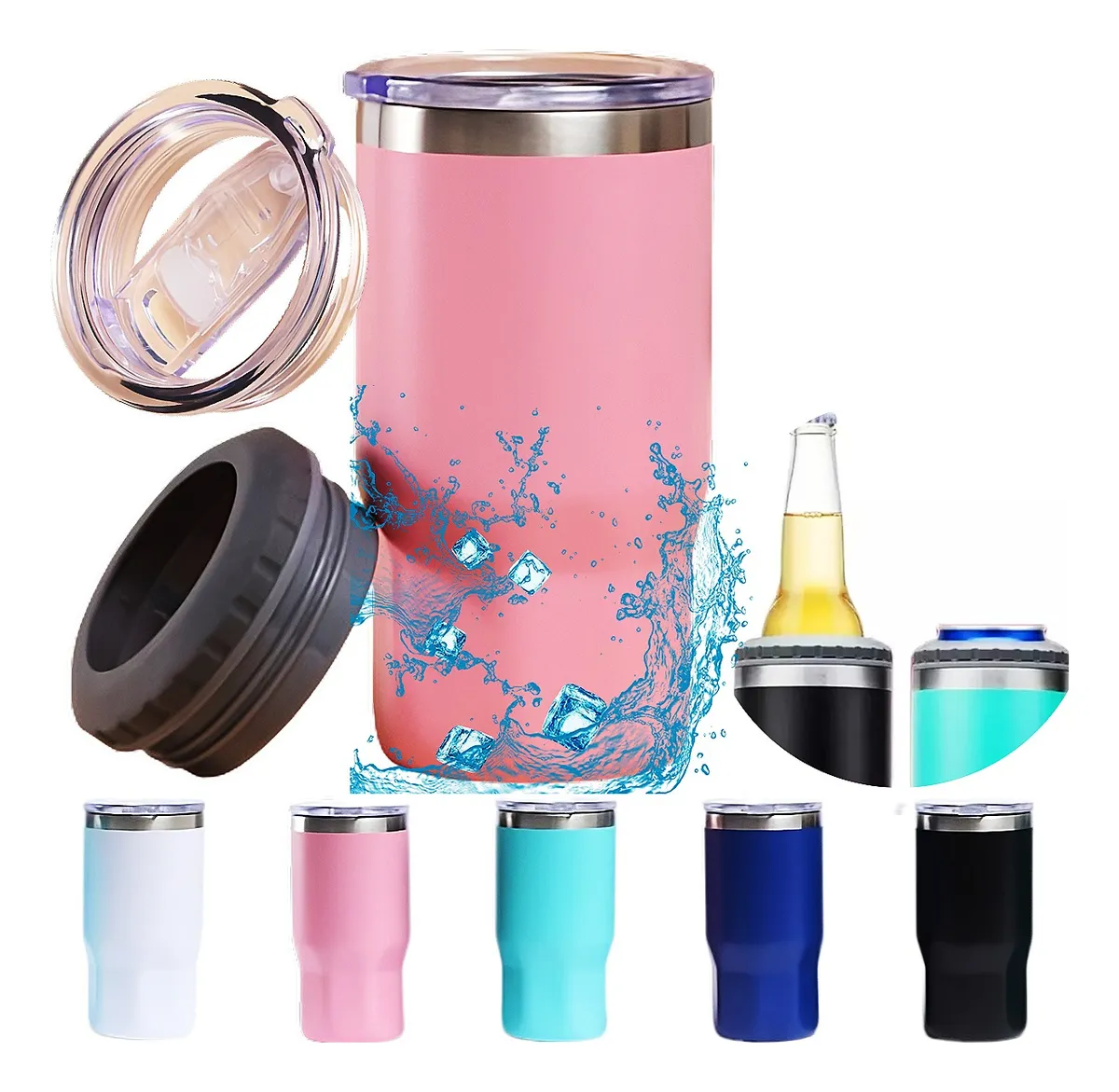 Portalatas 4 En 1 Acero Inoxidable Calidad Premium Vaso 16oz