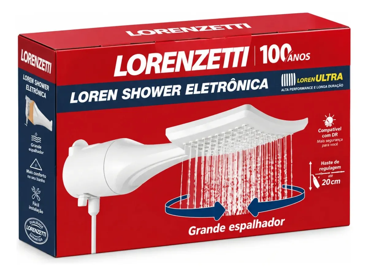 Chuveiro Ducha Lorenzetti Loren Shower Eletrônico Branco 6800w 220V