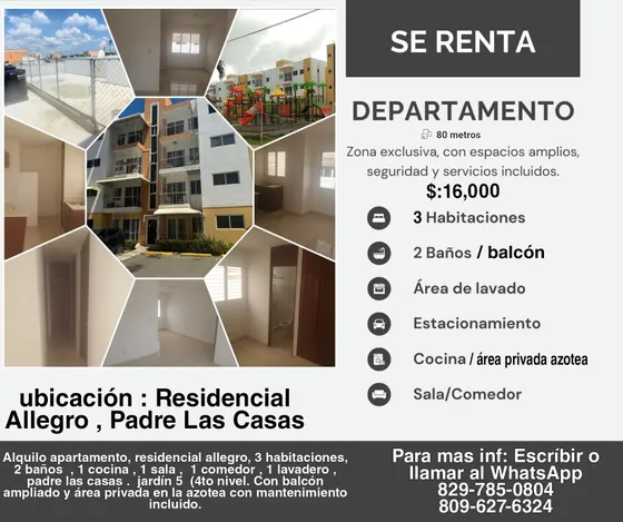 Alquilo Apartamento, Residencial Allegro Padre Las Casas