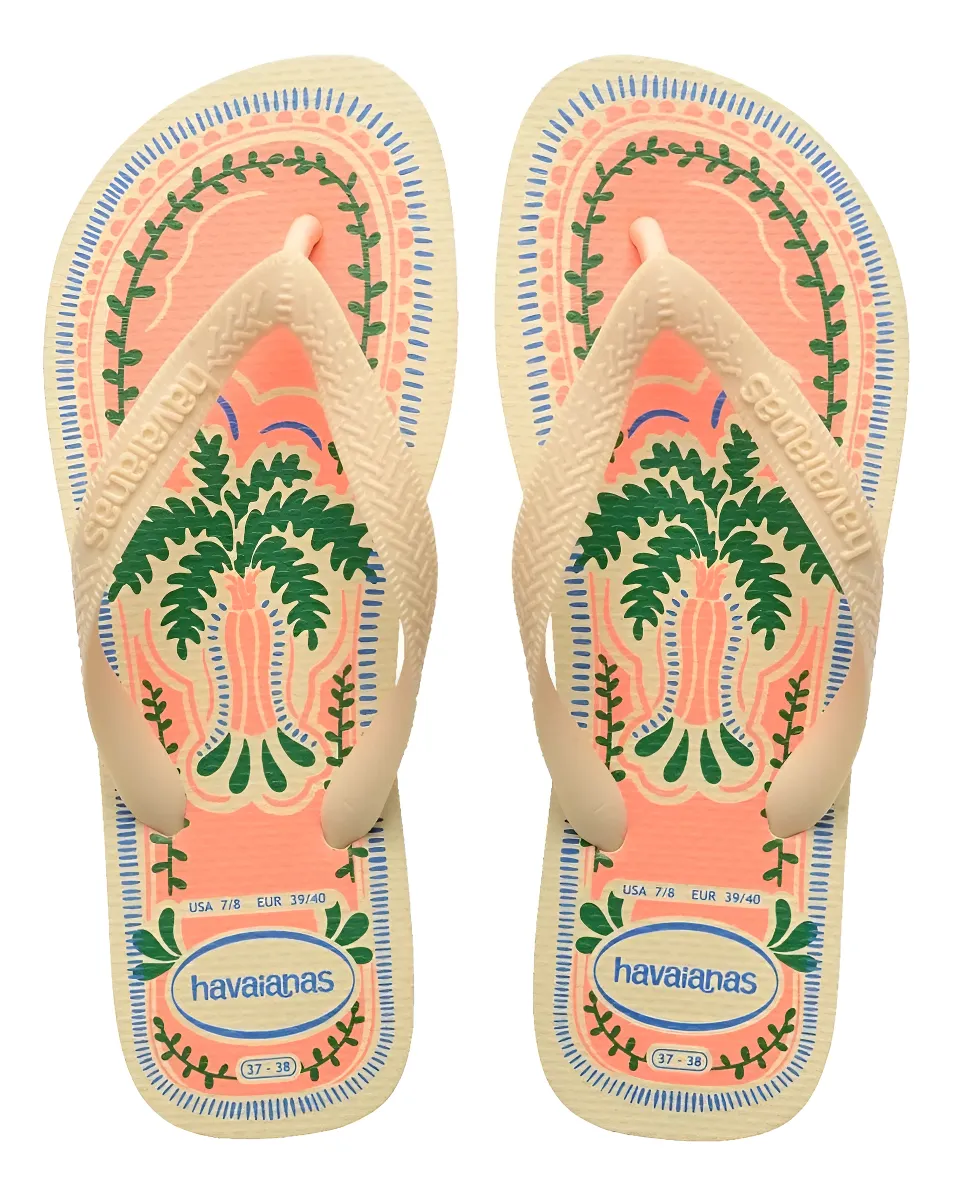 Chinelo Havaianas preto com detalhes coloridos