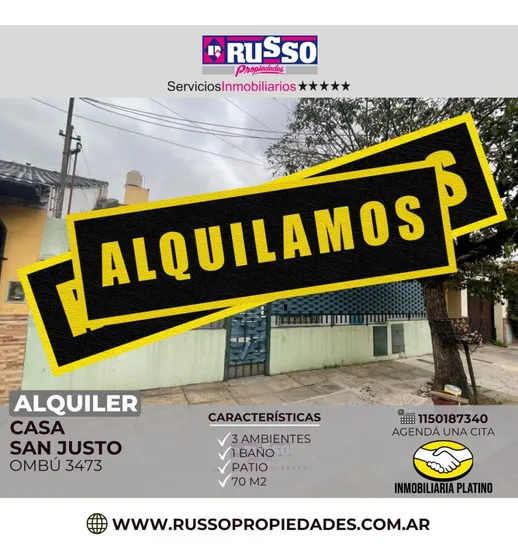 Alquiler De Casa 3 Ambientes En San Justo, La Matanza
