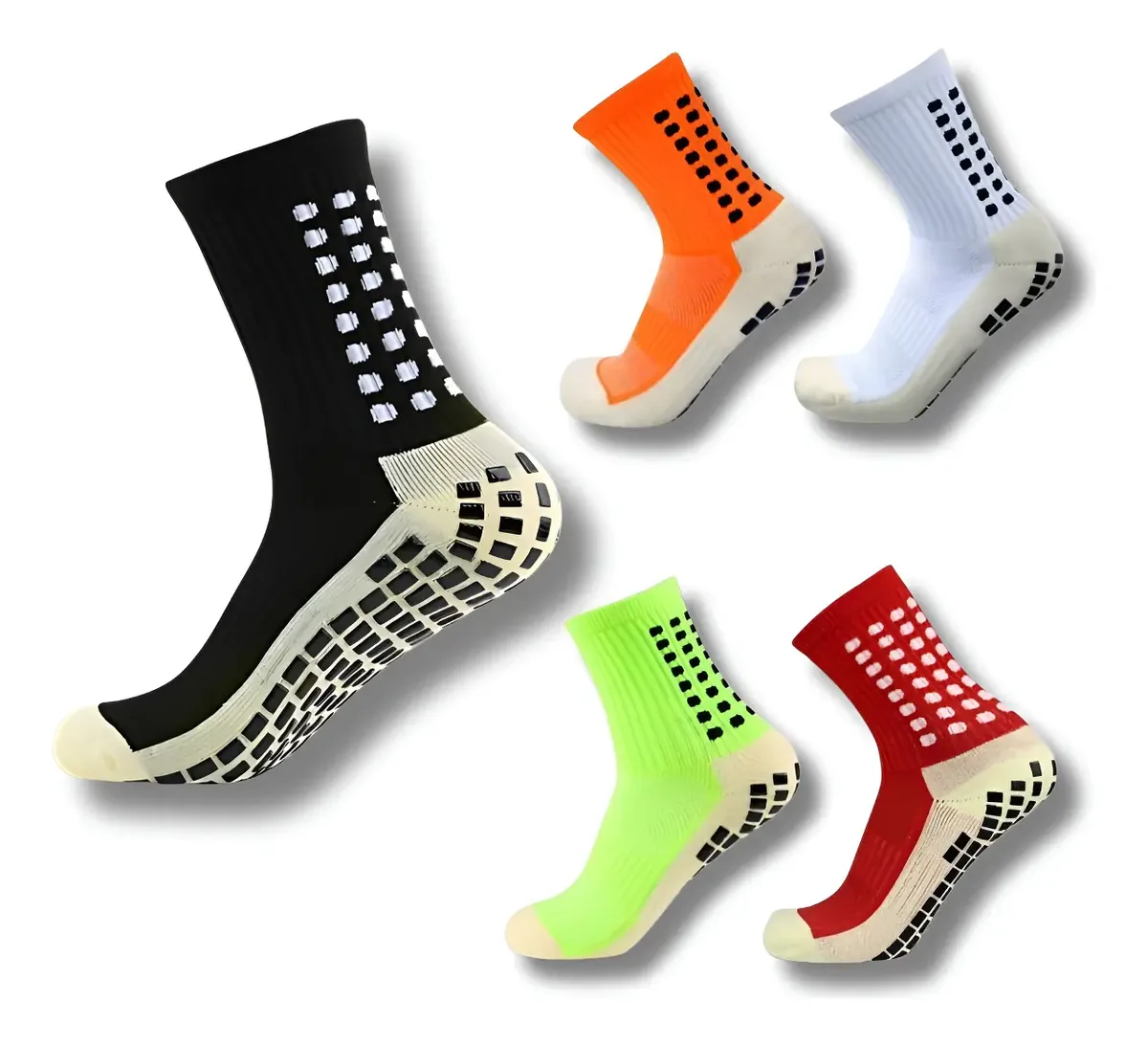 Kit 5 Pares Meia Antiderrapante Esportiva Futebol Treino