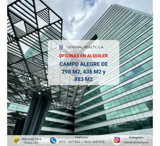 Oficinas En Alquiler De 298m2 - 438m2- 886 M2 - Campo Alegre