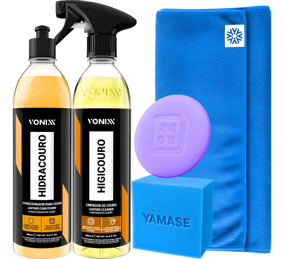 Kit Para Limpar E Hidratar Banco De Couro Automotivo Vonixx