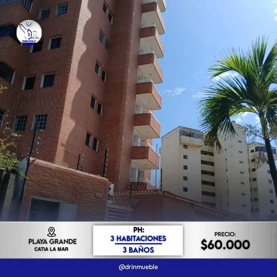 Se Alquila Playa Grande.sin Amoblar. 2hab,2baños, Estacionam