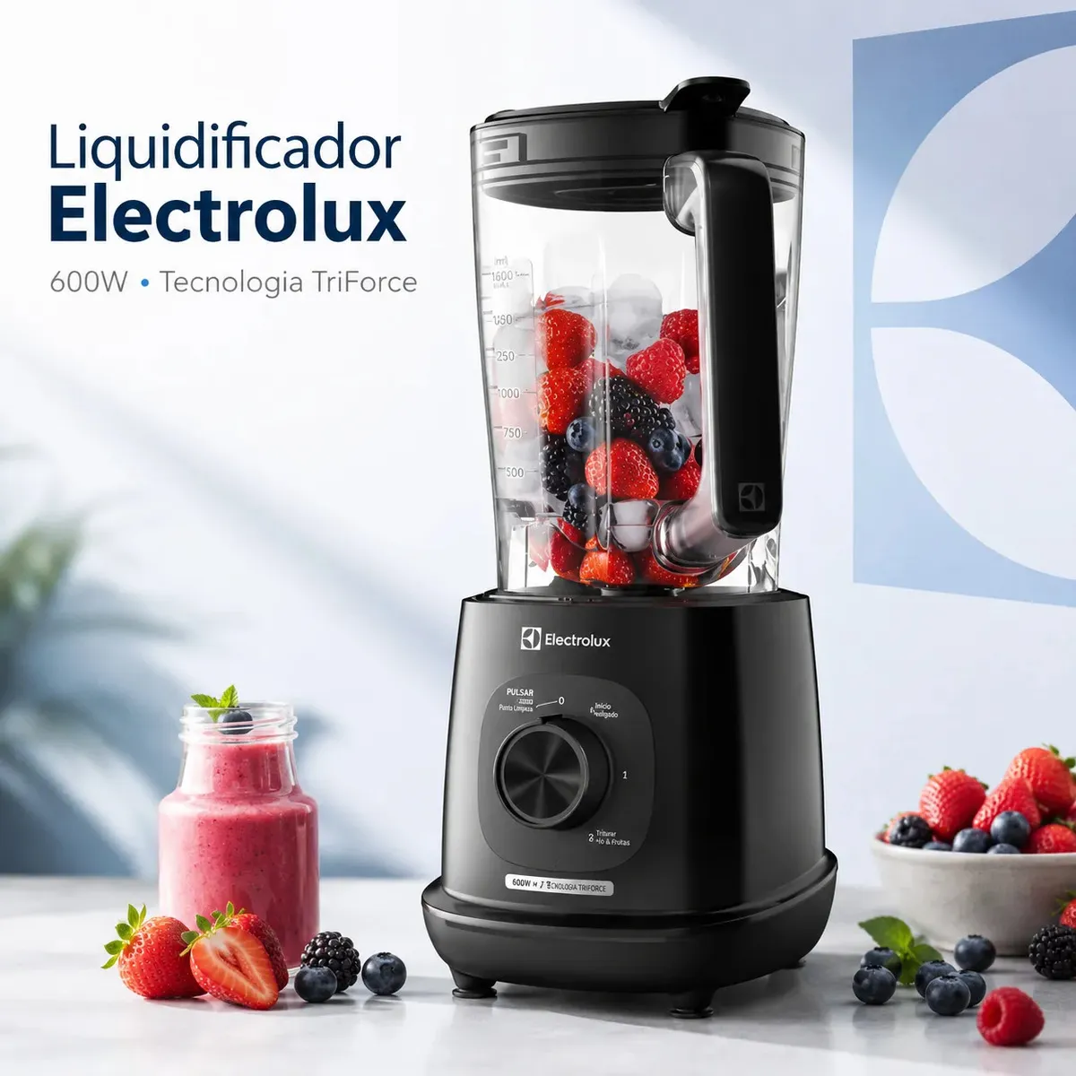 Liquidificador Electrolux 2,7 Litros Preto Potente Jarra Alta Capacidade Lâmina TriForce 3 Velocidades Pés Antiderrapantes Copo Resistente Vitaminas Sucos Receitas Cozinha Casa Premium 600W