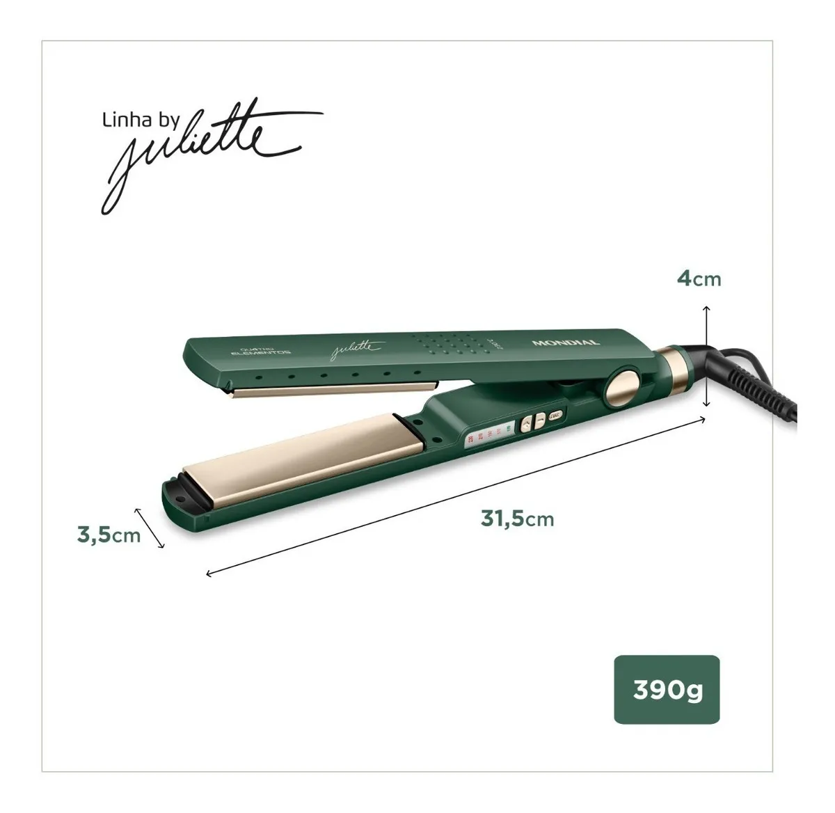 Prancha Alisadora By Juliette Mondial Verde Oliva Bivolt P-JU-02 - Imagem 3