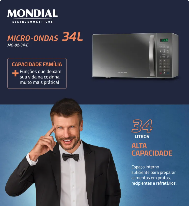 Micro-ondas Mondial 1400W MO-02-34-E Espelhado 110V - Imagem 3