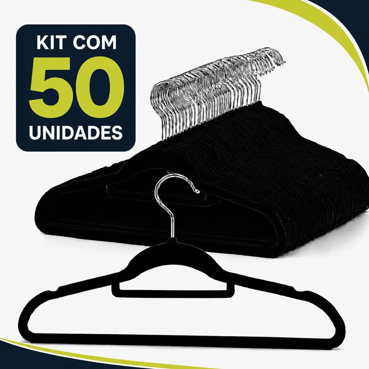 Kit 50 Cabides Veludo De Roupa Antideslizante Slim Adulto