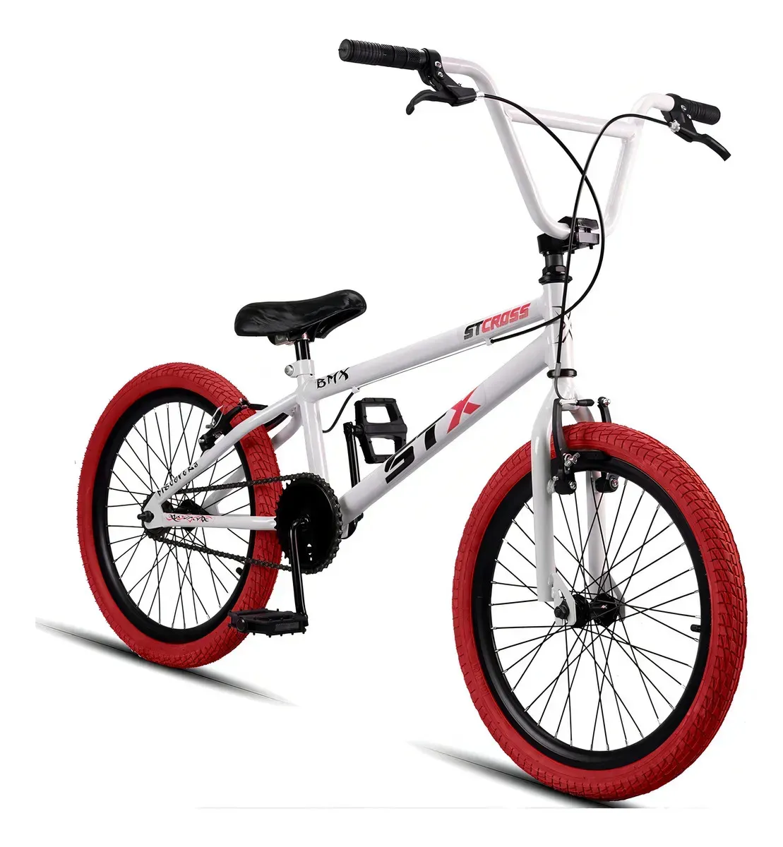 Bicicleta BMX Cross Infantil STX Pneu Colorido Vermelho Aro 20 V-brake Aço Carbono - Imagem 3