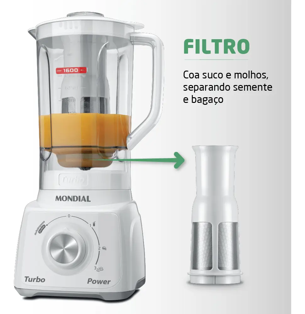 Liquidificador Turbo Power Mondial 550W L-99 WB
