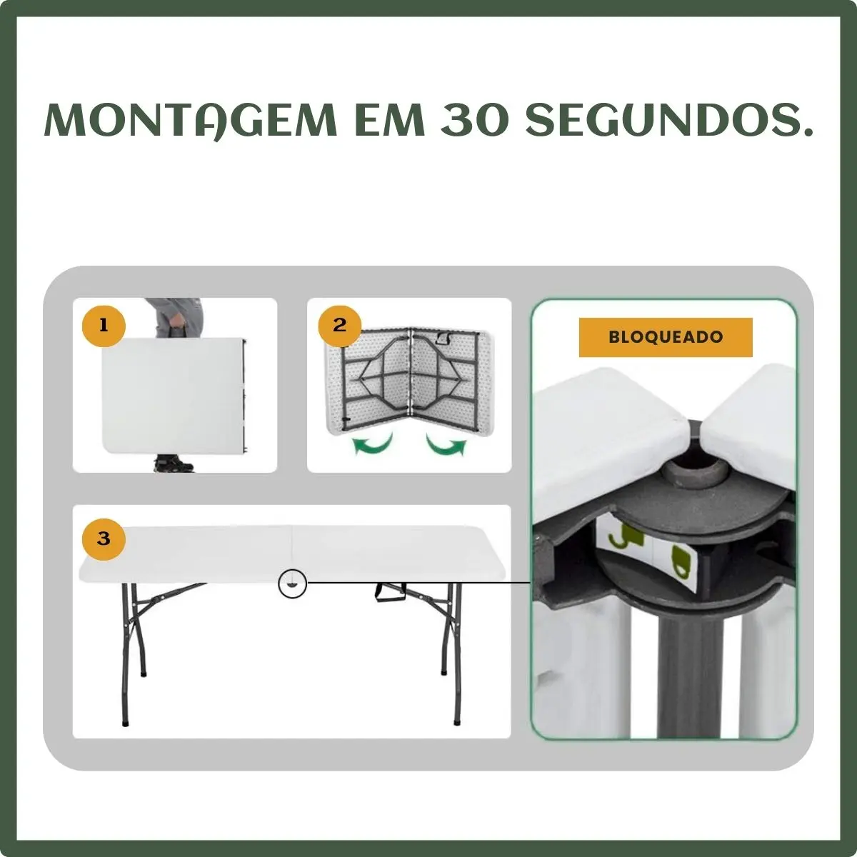 Mesa Dobrável Vira Maleta Com Alça Portátil 1.80m Para Camping Pesca Jardim Área Externa Ou Interna Salão De Festas Gourmet Cor BrancoLuvinco — foto 4