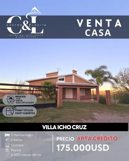 Casa De 4 Dormitorios En Terreno De 1.755m2 En Icho Cruz