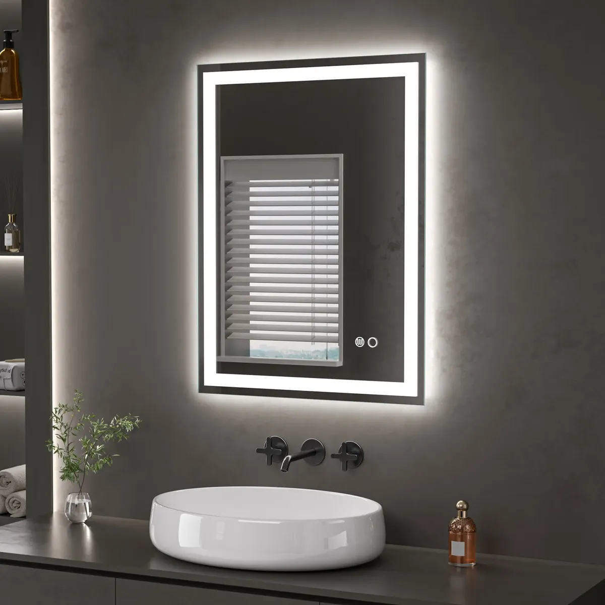 Espejo Digital Luz Led Táctil Desempañador Baño Rectangular