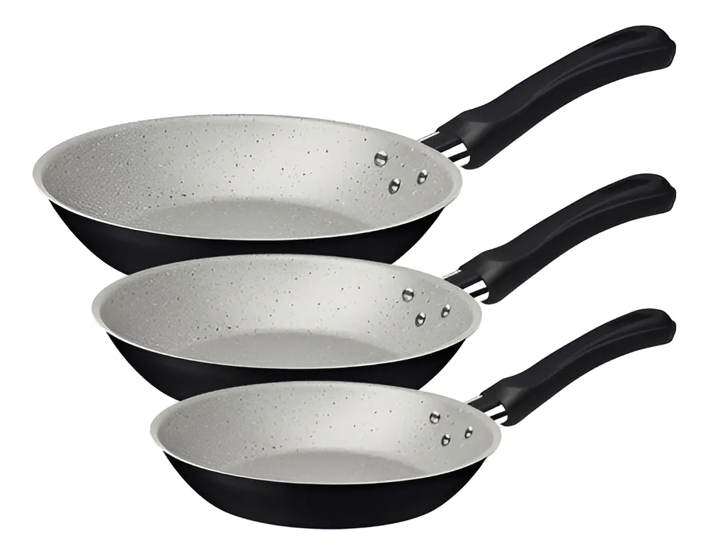 Frigideiras Tramontina Antiaderente Starflon Max preto em vista frontal