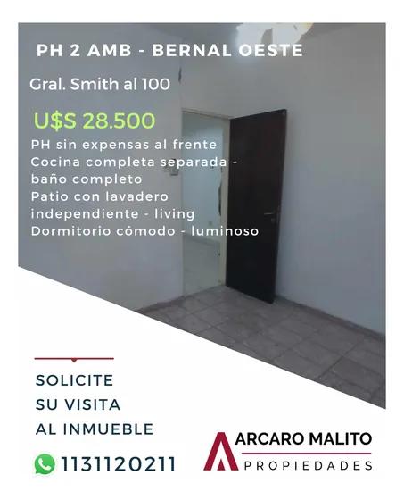 Departamento Tipo Casa 2 Ambientes Con Patio Sin Expensas Cerca De Todos Los Accesos Bernal Oeste Provincia Buenos Aires