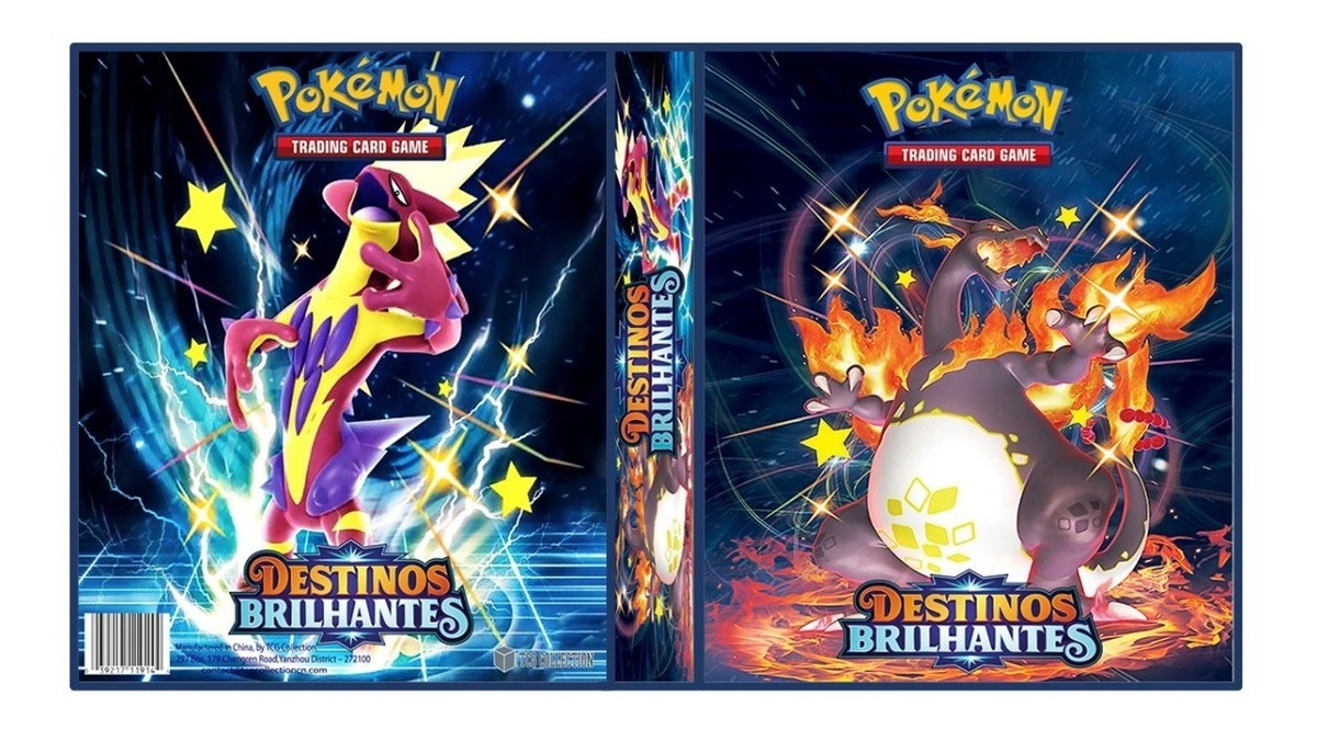 Pasta Álbum Fichário Pokemon + 50 Folhas + 15 Cards + Brinde Mercado