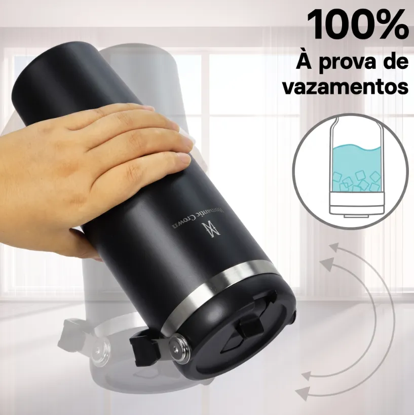 Garrafa Térmica Inox 900ml Tampa Flip Straw Canudo Com Alça - foto 5