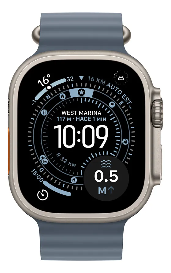 Apple Watch Ultra 3 GPS + Cellular • Caixa natural de titânio – 49 mm • Pulseira Oceano azul-âncora - Distribuidor Autorizado - Imagem 4