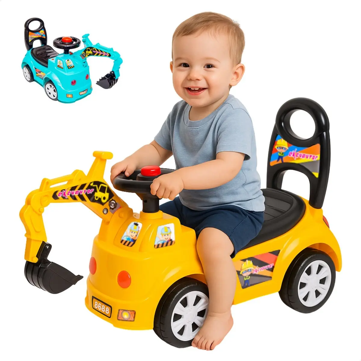 Trator De Brinquedo Escavadeira Gigante Veículo Infantil Cor Amarelo
