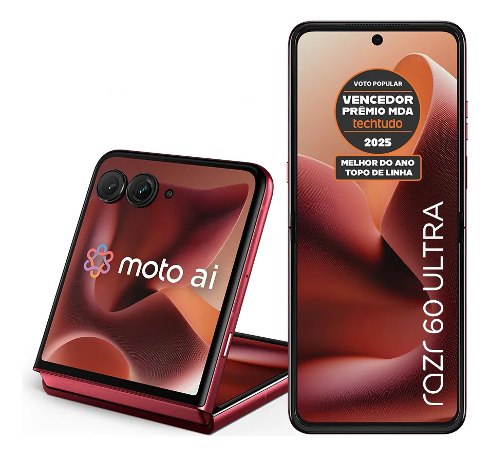 Smartphone Motorola Razr 60 Ultra - 1tb 32gb (16gb Ram+16gb Ram Boost) Snapdragon 8 Elite Tela Dobrável 7 E Externa 4 Moto Ai 50mp Camera - Vermelho