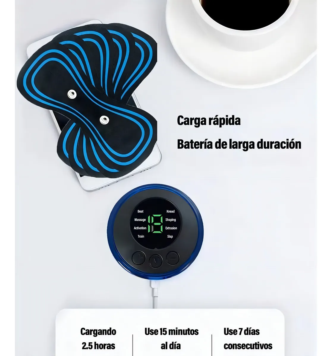 Mini Masajeador Eléctrico Estimulador Muscular Portátil Usb Color Azul