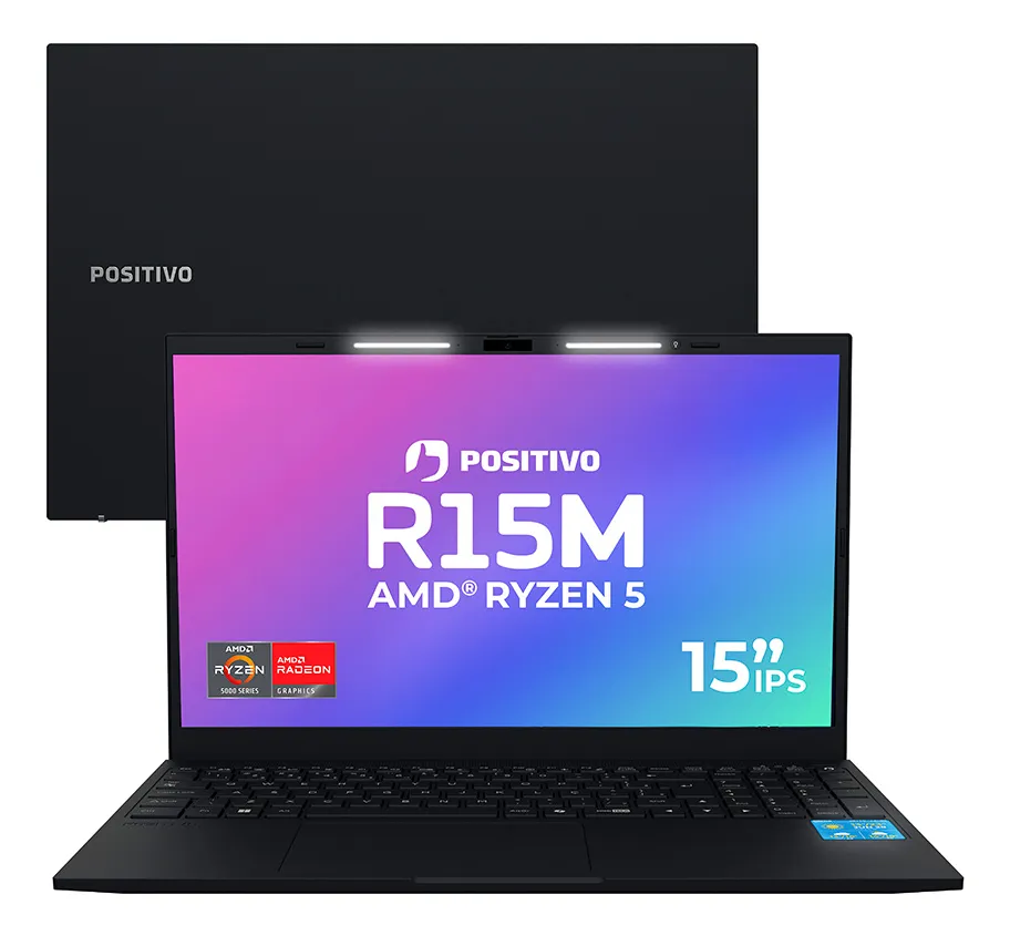 Notebook Positivo Vision R15m Amd Ryzen 5-5625u Linux 16gb Ram 512gb Ssd Wi-fi 6 Tela 15 Full Hd Ips Antirreflexo - Permite Upgrade De Memória Ram E Ssd - Preto