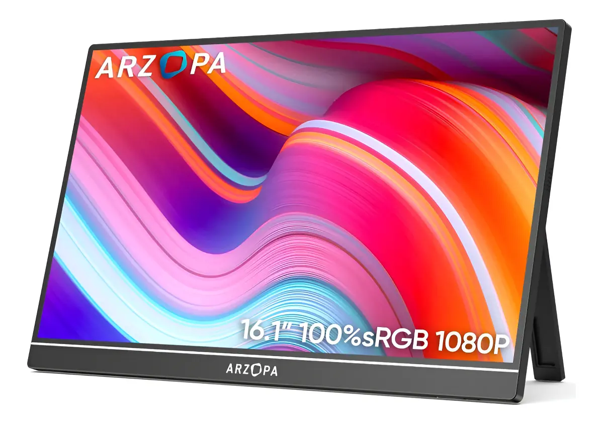 Monitor Portátil Ultra Slim Fino Ips Arzopa Z1C Gamer 16.1 Polegadas 1920x1080p Fhd Full Hd Lcd Hdr Áudio Estéreo Negro