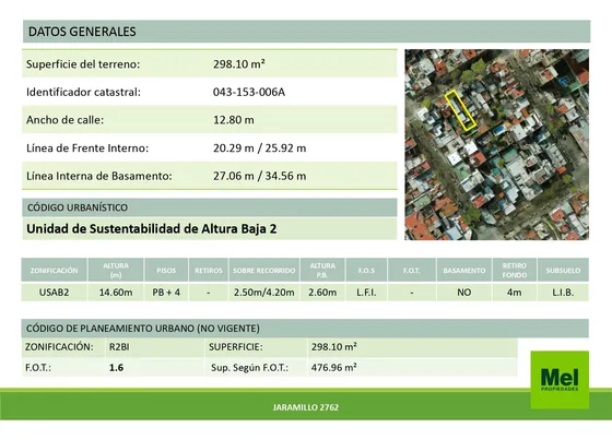 Terreno De 298 M De Superficie Para Desarrollar Pb + 4 Pisos