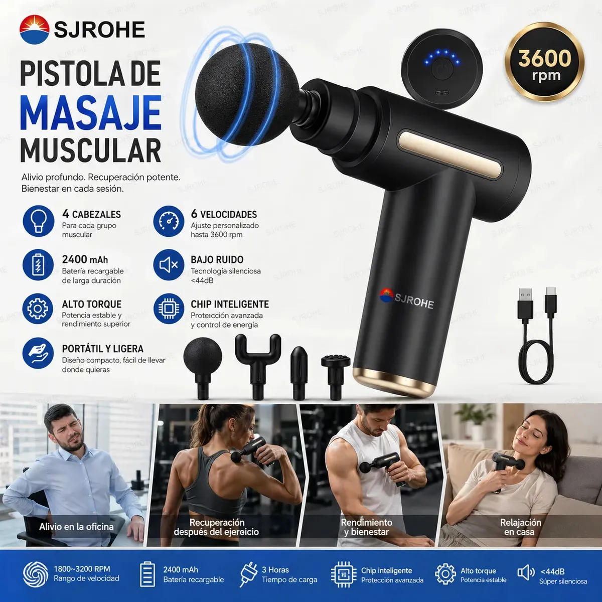 Regalos para Papá: Top 40 Ideas en México 2026 28 Pistola masaje muscular 6 modos portatil regalo papá ML México 2026