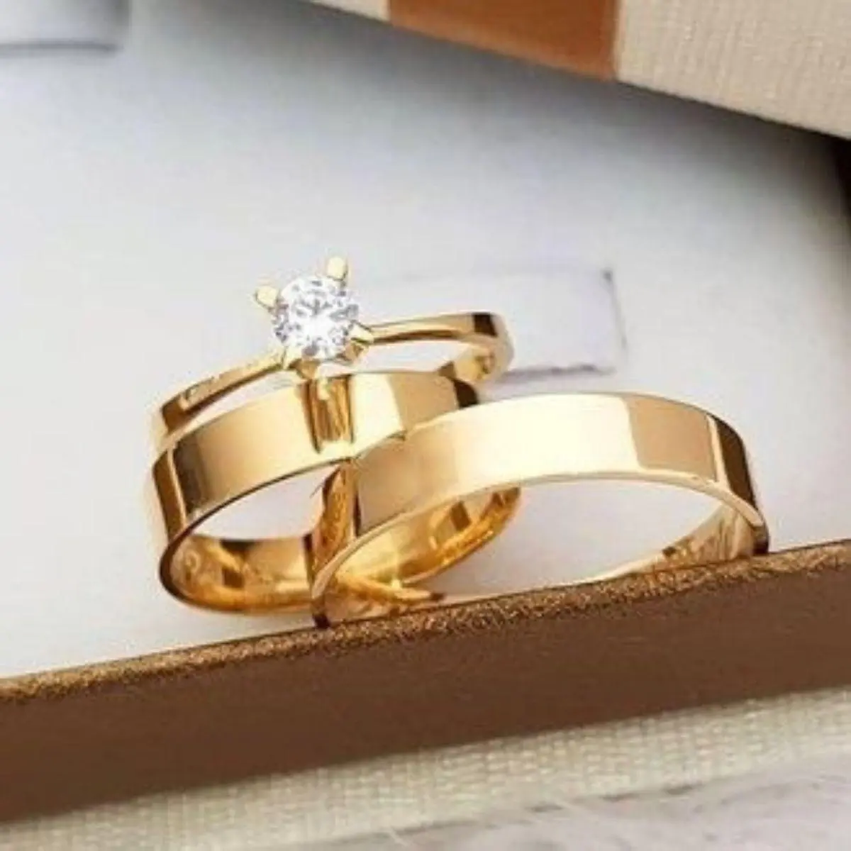 Aliança De Casamento Reta 4mm + Anel Solitário Aço Inox — foto 4